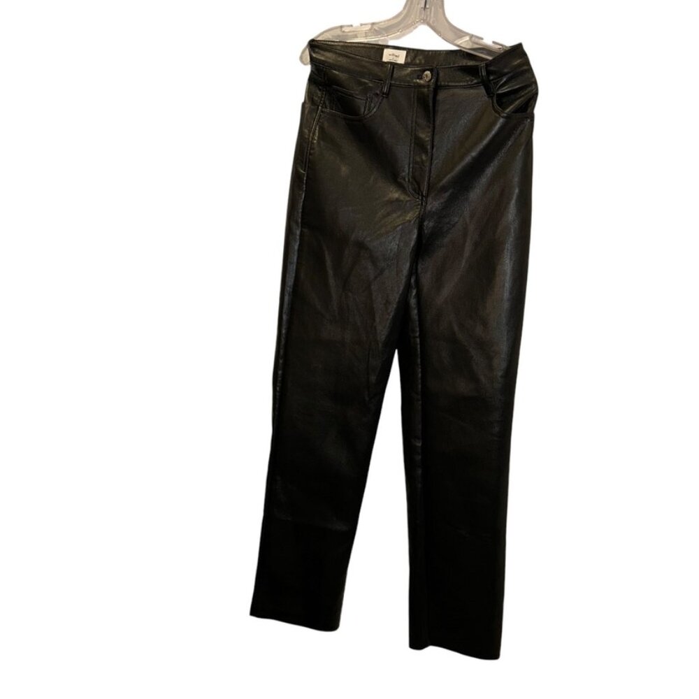wilfred classic black pleather stretch dress pant 8